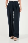 Relaxed Fit Yüksek Bel Geniş Paça Kadın Pantolon 668YP5515 LACİVERT