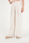 Relaxed Fit Yüksek Bel Geniş Paça Kadın Pantolon 668YP5515 TAŞ
