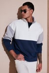 Renk Bloklu Regular Fit Yarım Fermuarlı Dik Yaka Erkek Sweat 5905719 İNDİGO