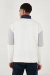 Renk Bloklu Regular Fit Yarım Fermuarlı Dik Yaka Erkek Sweat 5905719 EKRU