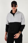 Renk Bloklu Regular Fit Yarım Fermuarlı Dik Yaka Erkek Sweat 5905719 SİYAH
