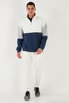 Renk Bloklu Regular Fit Yarım Fermuarlı Dik Yaka Erkek Sweat 5905719 İNDİGO