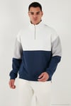Renk Bloklu Regular Fit Yarım Fermuarlı Dik Yaka Erkek Sweat 5905719 İNDİGO