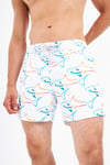 Requin Desenli Hızlı Kuruyan Erkek Mayo Short JFSSSW96 BEYAZ-MAVİ