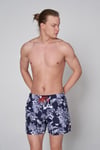 Resort Desenli Hızlı Kuruyan Erkek Mayo Short JFSSSW46 LACİVERT-BEYAZ