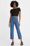 Ribcage Pamuklu Yüksek Bel Straight Fit Jeans Kadın Kot Pantolon A7743-0002 MAVİ