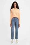 Ribcage Pamuklu Yüksek Bel Straight Fit Düz Kısa Paça Jeans Kadın Kot Pantolon A7743-0001 AÇIK MAVİ