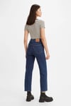 Ribcage Streç Pamuklu Straight Fit Yüksek Bel Düz Paça Jeans Kadın Kot Pantolon A7743-0003 KOYU MAVİ