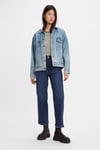 Ribcage Streç Pamuklu Straight Fit Yüksek Bel Düz Paça Jeans Kadın Kot Pantolon A7743-0003 KOYU MAVİ