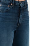 Ribcage Streç Pamuklu Straight Fit Yüksek Bel Geniş Paça Jeans Kadın Kot Pantolon A7743-0010 KOYU MAVİ
