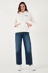 Ribcage Streç Pamuklu Straight Fit Yüksek Bel Geniş Paça Jeans Kadın Kot Pantolon A7743-0010 KOYU MAVİ