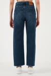 Ribcage Streç Pamuklu Straight Fit Yüksek Bel Geniş Paça Jeans Kadın Kot Pantolon A7743-0010 KOYU MAVİ
