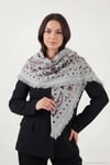 Saçaklı Etnik Desenli 100 x 100 cm Kadın Şal 6941302 GRİ-BORDO