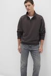 Şardonlu Loose Fit Yarım Fermuarlı Dik Yaka Erkek Sweat 0S10278-70219 KOYU KAHVE