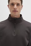Şardonlu Loose Fit Yarım Fermuarlı Dik Yaka Erkek Sweat 0S10278-70219 KOYU KAHVE