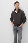 Şardonlu Loose Fit Yarım Fermuarlı Dik Yaka Erkek Sweat 0S10278-70219 KOYU KAHVE