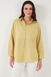 SD Luxury Pamuk Karışımlı Oversize Fit Uzun Kollu 2'li Paket Bayan Gömlek 6781001S2 FISTIK YEŞİL-HARDAL
