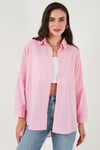 SD Luxury Pamuk Karışımlı Oversize Fit Uzun Kollu 2'li Paket Bayan Gömlek 6781001S2 PEMBE-HARDAL