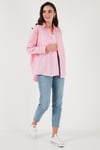 SD Luxury Pamuk Karışımlı Oversize Fit Uzun Kollu 2'li Paket Bayan Gömlek 6781001S2 PEMBE-SARI