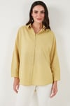 SD Luxury Pamuk Karışımlı Oversize Fit Uzun Kollu 2'li Paket Bayan Gömlek 6781001S2 BEJ-HARDAL