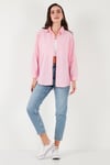 SD Luxury Pamuk Karışımlı Oversize Fit Uzun Kollu 2'li Paket Bayan Gömlek 6781001S2 PEMBE-HARDAL