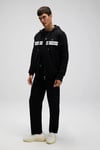 Şerit Detaylı Pamuklu Regular Fit Kapüşonlu Erkek Sweat EM617-BK SİYAH