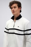 Şeritli Pamuklu Regular Fit Yarım Fermuarlı Dik Yaka Erkek Sweat EM619-OF BEYAZ