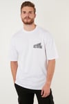 Sırt Baskılı Regular Fit % 100 Pamuk Bisiklet Yaka Erkek T Shirt 5727502 BEYAZ