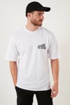 Sırt Baskılı Regular Fit % 100 Pamuk Bisiklet Yaka Erkek T Shirt 5727502 BEYAZ