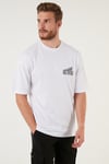 Sırt Baskılı Regular Fit % 100 Pamuk Bisiklet Yaka Erkek T Shirt 5727502 BEYAZ