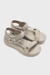 Skechers D Lüx Walker Logolu Cırtlı Kalın Taban Kadın Sandalet 119822 TPE BEJ