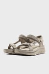 Skechers D Lüx Walker Logolu Cırtlı Kalın Taban Kadın Sandalet 119822 TPE BEJ