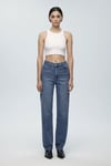 Sky Streç Pamuklu Straight Fit Yüksek Bel Boru Paça Jeans Kadın Kot Pantolon 1010627-87211 AÇIK MAVİ