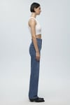 Sky Streç Pamuklu Straight Fit Yüksek Bel Boru Paça Jeans Kadın Kot Pantolon 1010627-87211 AÇIK MAVİ