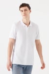 Slim Fit % 100 Pamuk Düğmeli Polo T Shirt Erkek Polo Yaka T Shirt 064946-27879 BEYAZ