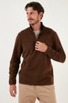 Slim Fit Anti-Pilling Tüylenme Yapmayan Bato Yaka Kışlık Şardonlu Erkek Polar 5906001 KAHVE