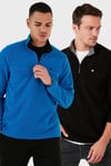 Slim Fit Anti-Pilling Tüylenme Yapmayan Şardonlu Soğuk Geçirmez  2'li Paket Erkek Polar 5906001S2 SAKS-SİYAH
