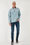 Slim Fit Anti-Pilling Tüylenme Yapmayan Bato Yaka Kışlık Şardonlu Erkek Polar 5906001 Mint-Mint