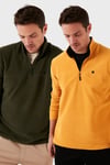 Slim Fit Anti-Pilling Tüylenme Yapmayan Şardonlu Soğuk Geçirmez  2'li Paket Erkek Polar 5906001S2 Hardal-Haki