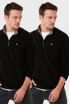 Slim Fit Anti-Pilling Tüylenme Yapmayan Şardonlu Soğuk Geçirmez  2'li Paket Erkek Polar 5906001S2 SİYAH-SİYAH