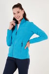 Slim Fit Anti-Pilling Tüylenme Yapmayan Fermuarlı Cepli  Hırka Kadın Polar 5907002 TURKUAZ