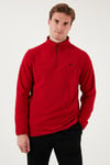 Slim Fit Anti-Pilling Tüylenme Yapmayan Bato Yaka Kışlık Şardonlu Erkek Polar 5906001 BORDO