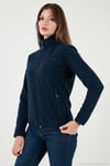 Slim Fit Anti-Pilling Tüylenme Yapmayan Fermuarlı Cepli  Hırka Kadın Polar 5907002 LACİVERT