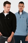 Slim Fit Anti-Pilling Tüylenme Yapmayan Şardonlu Soğuk Geçirmez  2'li Paket Erkek Polar 5906001S2 SİYAH-AÇIK MAVİ