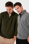 Slim Fit Anti-Pilling Tüylenme Yapmayan Şardonlu Soğuk Geçirmez  2'li Paket Erkek Polar 5906001S2 GRİ-HAKİ