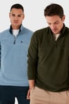 Slim Fit Anti-Pilling Tüylenme Yapmayan Şardonlu Soğuk Geçirmez  2'li Paket Erkek Polar 5906001S2 Haki-Açık Mavi