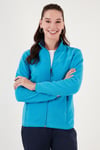 Slim Fit Anti-Pilling Tüylenme Yapmayan Fermuarlı Cepli  Hırka Kadın Polar 5907002 TURKUAZ
