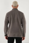 Slim Fit Anti-Pilling Tüylenme Yapmayan Bato Yaka Kışlık Şardonlu Erkek Polar 5906001 Antrasit-Antrasit