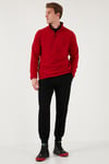 Slim Fit Anti-Pilling Tüylenme Yapmayan Bato Yaka Kışlık Şardonlu Erkek Polar 5906001 BORDO