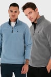 Slim Fit Anti-Pilling Tüylenme Yapmayan Şardonlu Soğuk Geçirmez  2'li Paket Erkek Polar 5906001S2 GRİ-AÇIK MAVİ